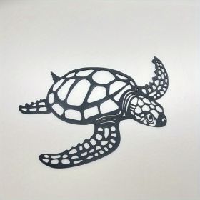 1pc, Metal Sea Turtle Ornament Beach Theme Decor Wall Art Decorations Wall Hanging For Indoor Living Room Decor (Color: Black, size: 15.75inch√ó14.57inch)