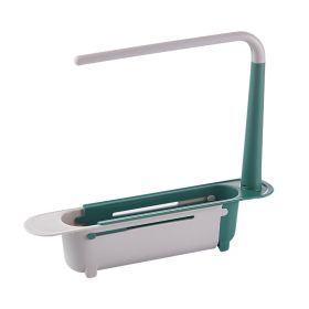 Telescopic Sink Storage Rack Maximum stretch to 17.7in,Adjustable Telescopic 2-in-1 Sink,Expandable Storage Drain Basket for Kitchen sink,telescopic S (Color: Green)