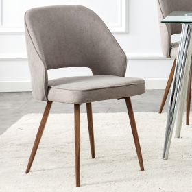 Modern Dining Chairs,Linen Accent Chair, Living Room Leisure Chairs, Upholstered Side Chair with Metal Legs for Dining Room Kitchen Vanity Patio Club (Color: Grey)