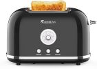 Toaster 2 Slice Retro Toaster Stainless Steel with 6 Bread Shade Settings and Bagel Cancel Defrost Reheat Function, Cute Bread Toaster with Extra Wide