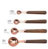 Kitchen Accessories 4Pcs/Set Measuring Cups Spoons Stainless Steel Plated Copper Wooden Handle Cooking Baking Tools