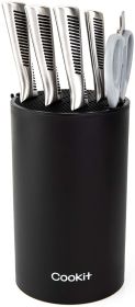 Knife Block Holder; Universal Knife Block without Knives; Unique Double-Layer Wavy Design; Round Black Knife Holder for Kitchen; Space Saver Knife Sto (default: default)