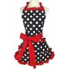 1pc Cute Apron, Retro Polka Dot Aprons, Ruffle Side Vintage Cooking Aprons With Pockets, Adjustable Kitchen Aprons For Women Girls, Waitress Chef, For