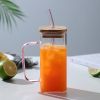 1pc, 13.5oz Adorable Glass Cups with Lids and Straws - Perfect for Back to School and On-the-Go Drinks