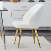 Modern Dining Chairs,Linen Accent Chair, Living Room Leisure Chairs, Upholstered Side Chair with Metal Legs for Dining Room Kitchen Vanity Patio Club