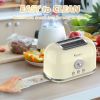 Toaster 2 Slice Retro Toaster Stainless Steel with 6 Bread Shade Settings and Bagel Cancel Defrost Reheat Function, Cute Bread Toaster with Extra Wide