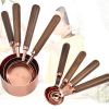 Kitchen Accessories 4Pcs/Set Measuring Cups Spoons Stainless Steel Plated Copper Wooden Handle Cooking Baking Tools