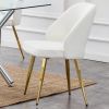 Modern Dining Chairs,Linen Accent Chair, Living Room Leisure Chairs, Upholstered Side Chair with Metal Legs for Dining Room Kitchen Vanity Patio Club