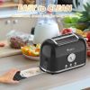 Toaster 2 Slice Retro Toaster Stainless Steel with 6 Bread Shade Settings and Bagel Cancel Defrost Reheat Function, Cute Bread Toaster with Extra Wide