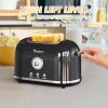 Toaster 2 Slice Retro Toaster Stainless Steel with 6 Bread Shade Settings and Bagel Cancel Defrost Reheat Function, Cute Bread Toaster with Extra Wide